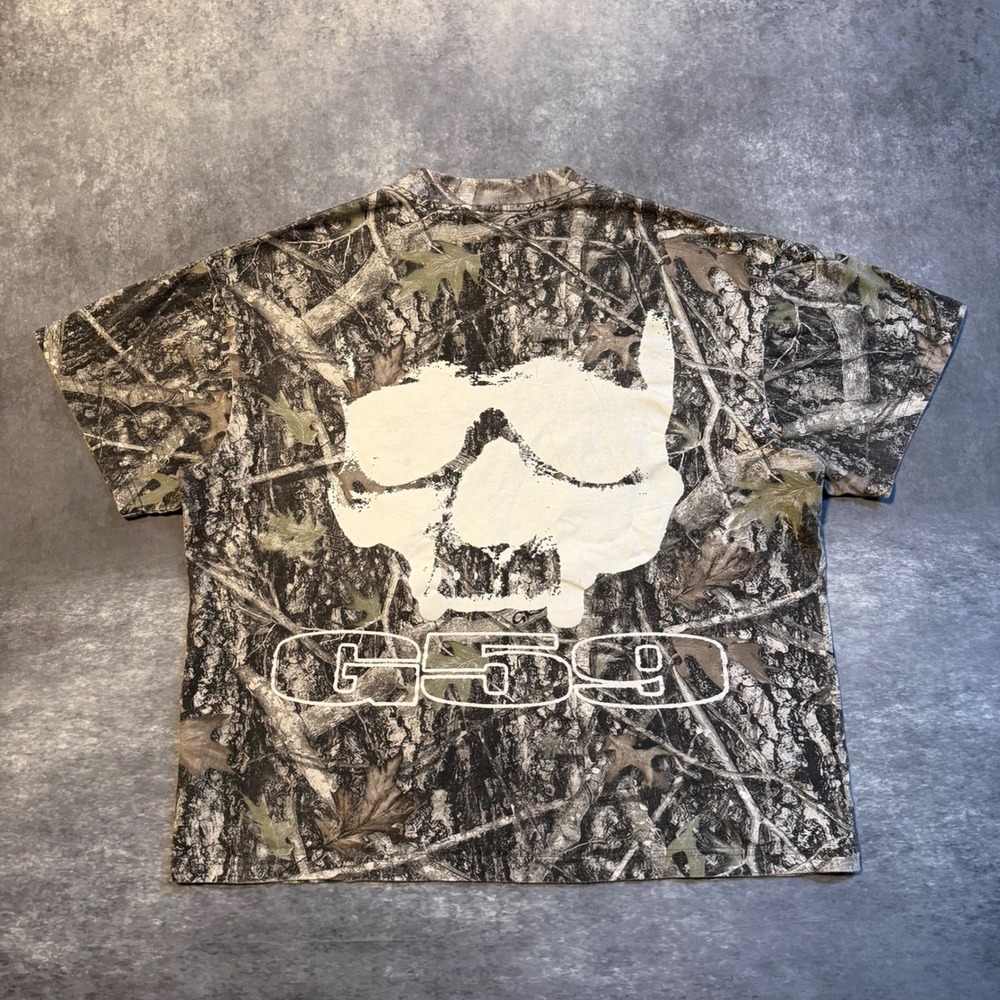 G59 Records Grey Day Real Tree Camo Skull T-Shirt Mens Large CROP Suicideboys